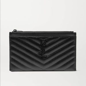 YSL Monogram Grain de Poudre Monogram Zip Bill Pouch Black